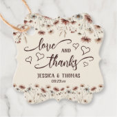 Liebe & Dank Rustic Boho Chic Wildblumen Hochzeit Geschenkanhänger (Vorderseite)