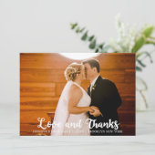 Liebe & Dank schlichtes Foto für Hochzeiten Dankeskarte (Stehend Vorderseite)