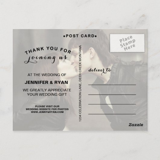 LIEBE & DANK SCRIPT 1 WEDD DANK IHNEN POST CARD POSTKARTE (Rückseite)