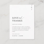 Liebe & Dank Simple Elegante Wedding Vielen Dank Platzkarte (Vorderseite)