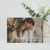 Liebe & Dank Skript Foto Boho Hochzeit Dankeskarte (Stehend Vorderseite)