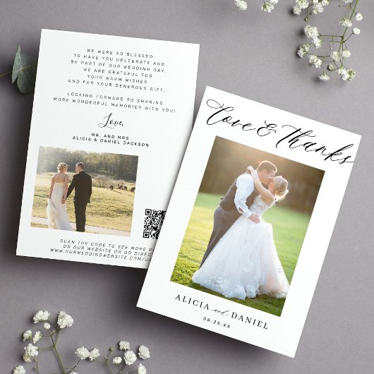 Liebe dank Skript-Foto QR-Code Hochzeit danke Karte