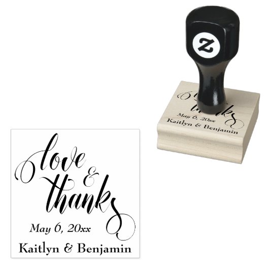 Liebe & Dank Skript mit/ Ihre Details ausarbeiten Gummistempel (Stempel)