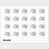 Liebe & Dank Typografie, Boho Wasserfarbe Blume Runder Aufkleber (Blatt)