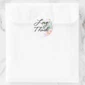 Liebe & Dank Typografie, Boho Wasserfarbe Blume Runder Aufkleber (Tasche)