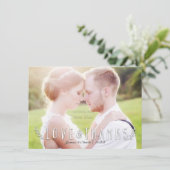 LIEBE & DANK Typografie Foto-Karte vorne und hinte Dankeskarte (Stehend Vorderseite)