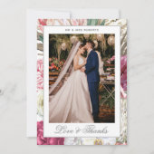 Liebe & Dank Watercolor Boho Blumenhochzeit Dankeskarte (Vorderseite)