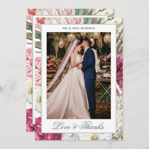 Liebe & Dank Watercolor Boho Blumenhochzeit Dankeskarte