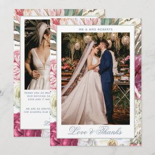Liebe & Dank Watercolor Boho Blumenhochzeit Dankeskarte