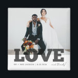 Liebe Dank Wedding Foto Gefallen Vielen Dank Magnet<br><div class="desc">Niedliche Liebe und danke Hochzeit danken Ihnen für Magnete,  mit einem Ihrer Lieblings-Hochzeit oder Flitterwochen Fotos. Passen Sie diese Hochzeitsmagnete mit Ihrem Foto,  Namen und Hochzeitsdatum an.</div>