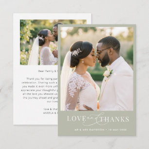 Liebe & Dank weiße Schrift Hochzeit Dankeskarte
