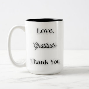 Liebe.Dankbarkeit.Danke. Zweifarbige Tasse
