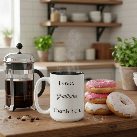 Liebe.Dankbarkeit.Danke. Zweifarbige Tasse