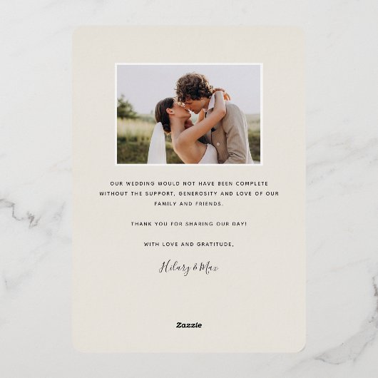 Liebe & Dankbarkeit Gold Foil Hochzeit Danke Karte (Rückseite)