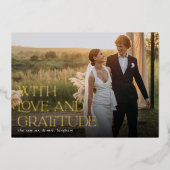 Liebe & Dankbarkeit Gold Foil Hochzeit Danke Karte (Vorderseite)