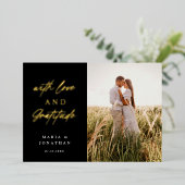 Liebe & Dankbarkeit Hochzeit Foto Vielen Dank Folieneinladung (Stehend vorne)