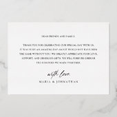 Liebe & Dankbarkeit Hochzeit Foto Vielen Dank Folieneinladung (Rückseite)