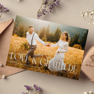 Liebe & Dankbarkeit Hochzeitsfoto Dankeskarte