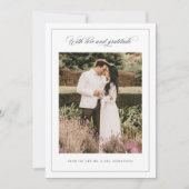 Liebe & Dankbarkeit, Minimale Hochzeit Dankeschön Dankeskarte (Vorderseite)