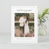 Liebe & Dankbarkeit, Minimale Hochzeit Dankeschön Dankeskarte (Stehend Vorderseite)