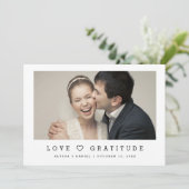 Liebe & Dankbarkeit Modernes Chic Foto Hochzeit Save The Date (Stehend Vorderseite)