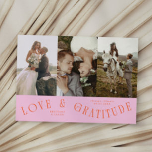 Liebe & Dankbarkeit Orange Pink Hochzeit Multi Fot Dankeskarte