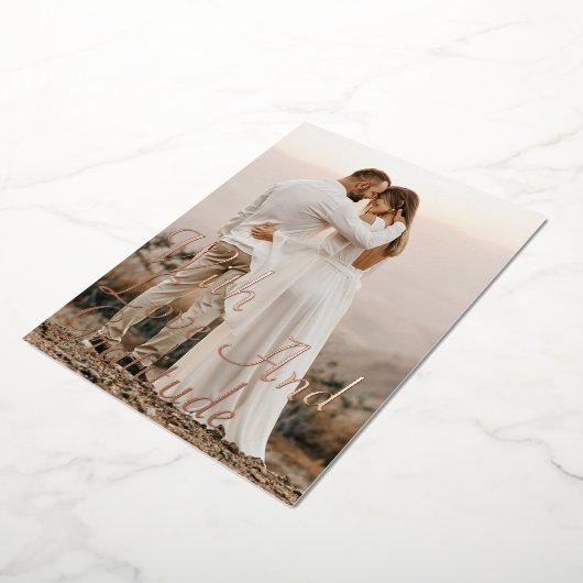 Liebe & Dankbarkeit Rose Goldene Hochzeit Dankesch Folieneinladung (Gedreht)