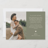 Liebe & Dankbarkeit Sage Grün Hochzeit Multi Foto  Dankeskarte (Rückseite)