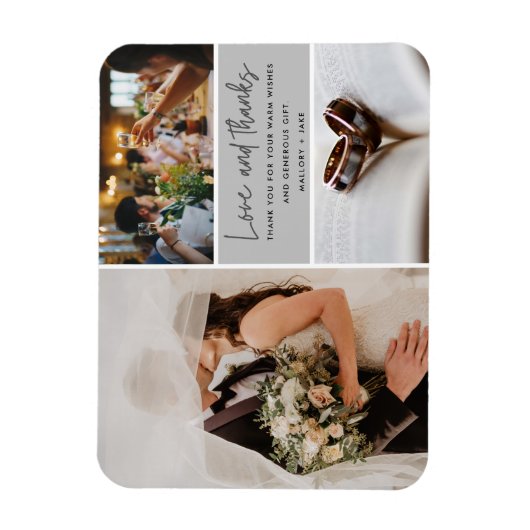 Liebe Danke 3 Foto Wedding Danke Magnet (Vertikal)