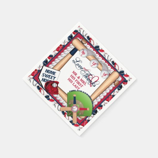Liebe danke Baseball Wedding-CUSTOM NAPKINS Serviette (Ecke)