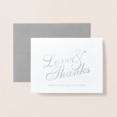 'Liebe&Danke' Elegant Wedding Danke Silver Folienkarte (Vorderseite mit Umschlag)