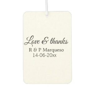 Liebe & danke fügen Ehegatten Namen Hochzeit hinzu Autolufterfrischer