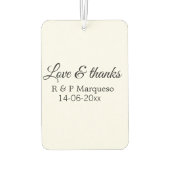 Liebe & danke fügen Ehegatten Namen Hochzeit hinzu Autolufterfrischer (Rückseite)