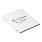 Liebe & danke fügen Ehegatten Namen Hochzeit hinzu Notizblock (angewinkelt)