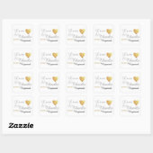 Liebe & danke . hochzeit  quadratischer aufkleber (Blatt)