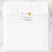 Liebe & danke . hochzeit  quadratischer aufkleber (Tasche)