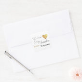 Liebe & danke . hochzeit  quadratischer aufkleber (Umschlag)