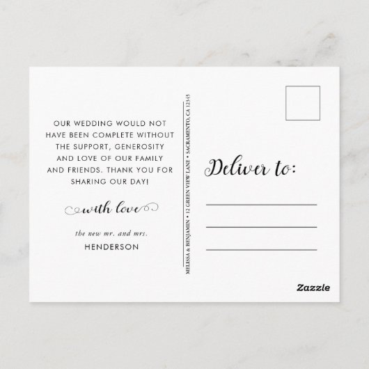 Liebe & Danke Hochzeitfotografie-Collage Vielen Da Postkarte (Rückseite)