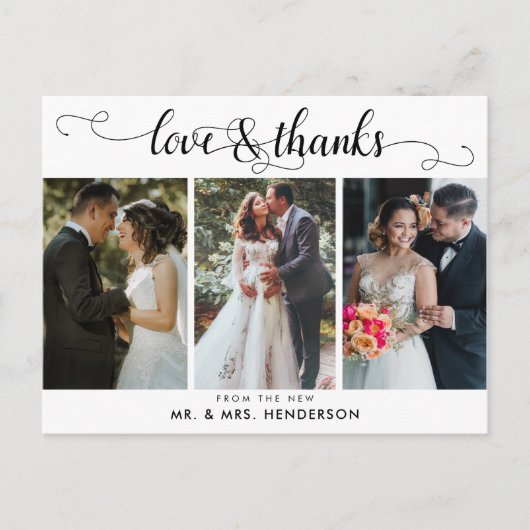 Liebe & Danke Hochzeitfotografie-Collage Vielen Da Postkarte (Vorderseite)