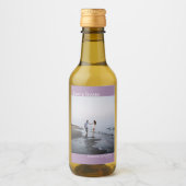 Liebe & Danke Lavender Simple Wedding Foto Mini Weinetikett (Vorderseite)