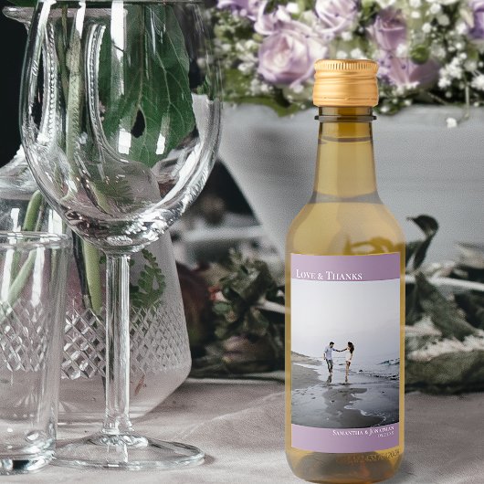 Liebe & Danke Lavender Simple Wedding Foto Mini Weinetikett