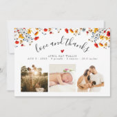 Liebe&Danke Wildblume 3 Foto Baby Vielen Dank Dankeskarte (Vorderseite)