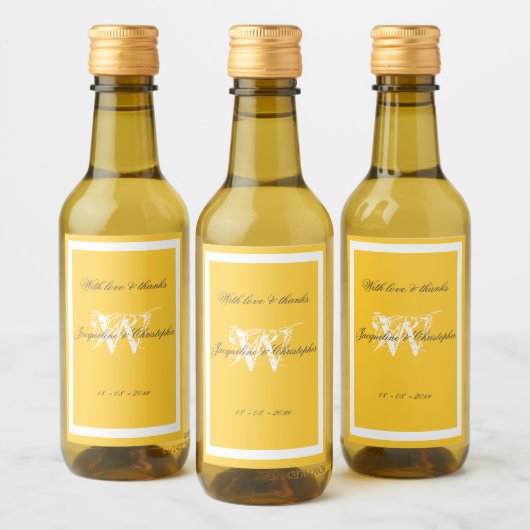 Liebe & Dankenskript Mini-Gelbe Gastgeschenk Hochz Weinetikett (Flaschen)
