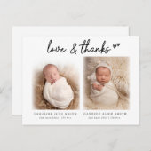 Liebe & Dankeschön für die Ankündigung der Geburt  Postkarte (Vorne/Hinten)