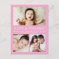 Liebe & Dankeschön Rosa Baby-Fotocollage Geburt