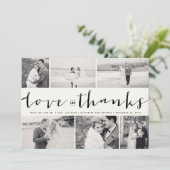 Liebe & Dankeschschrift 6-Foto-Hochzeitsdesign Dankeskarte (Stehend Vorderseite)