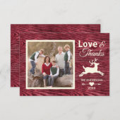 Liebe dankt rotem rustikalem hölzernem dankeskarte (Vorne/Hinten)