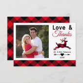 Liebe dankt roter Büffel-kariertem weißem Dankeskarte (Vorne/Hinten)