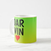 Liebe DARWIN (oder Ihr Text) Herz auf grünem Gold Kaffeetasse (Vorderseite Links)