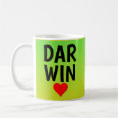 Liebe DARWIN (oder Ihr Text) Herz auf grünem Gold Kaffeetasse (Links)